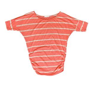 Coral and beige stripped short sleeve top